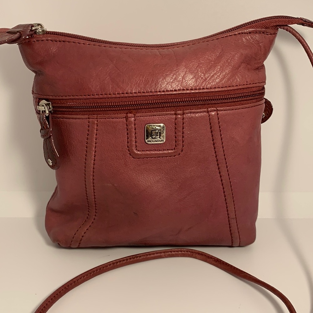 Mini crossbody in a maroon color